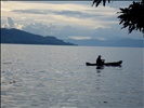 fishing at dusk on Lake Toba